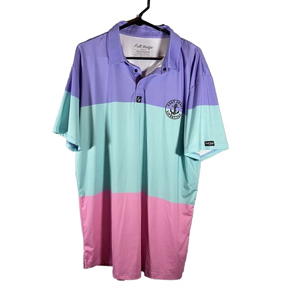 Full Wedge Golf‎ Polo 2xLarge Multi Color Purple Pink Blue Collared Shirt - Picture 1 of 6